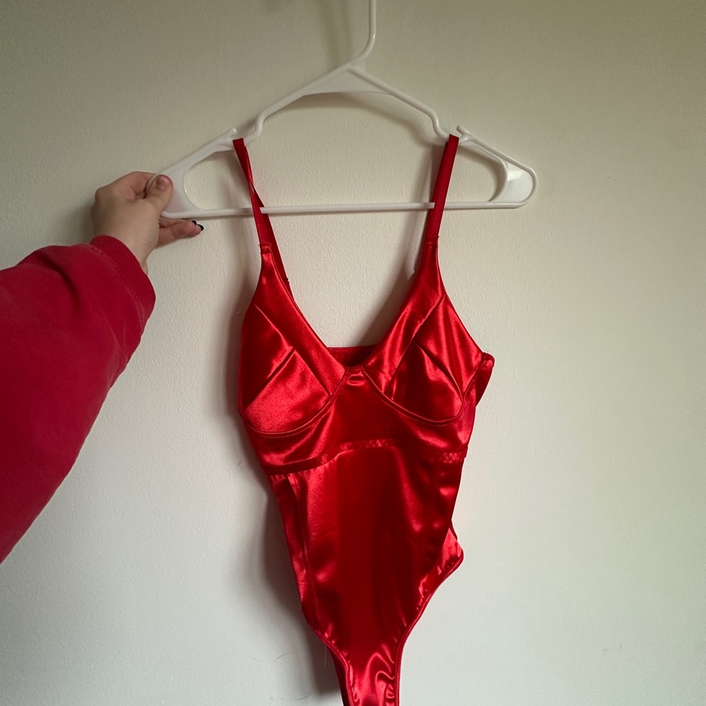 Red Satin Bodysuit